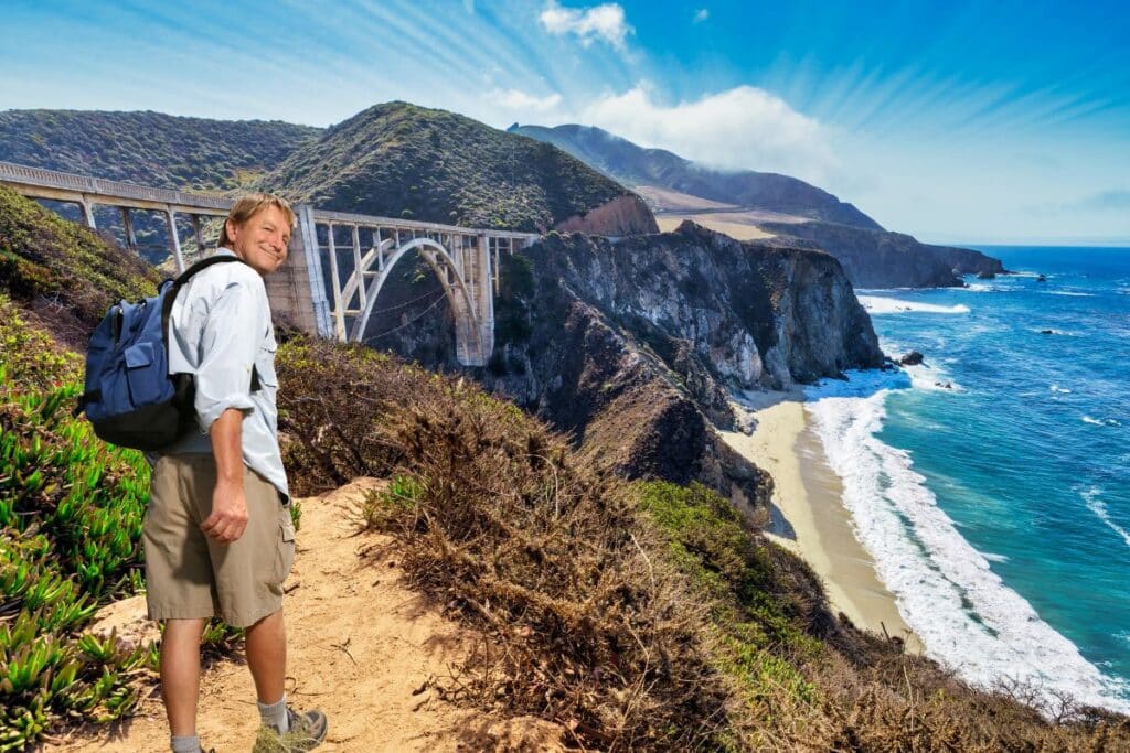 John McKinney on a hike by the beach